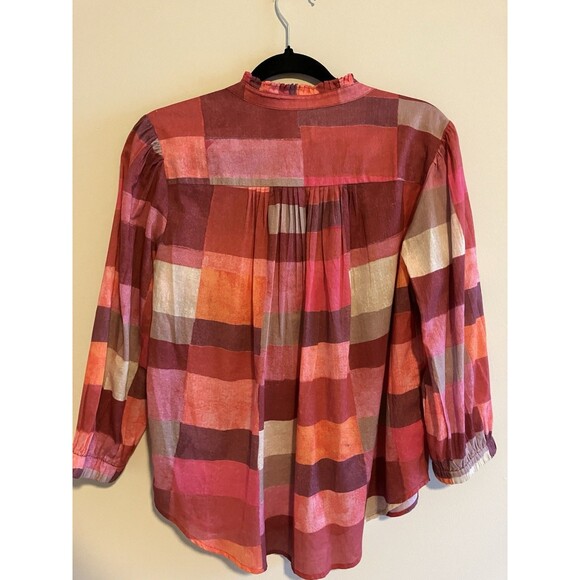 Nic + Zoe Sunset Plaid Cotton Girlfriend Shirt Colorful Medium - Picture 4 of 8